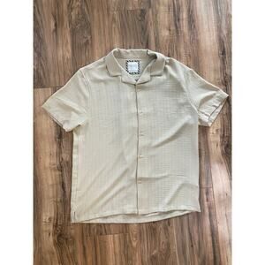 DENIM AND FLOWER Sand Textured Camp Shirt Mens SZ XL